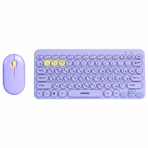 Набор беспроводной SMARTBUY 510590, клавиатура, мышь 2 кнопки + 1 колесо, фиолетовая, SBC-510590AG-V - фото 1