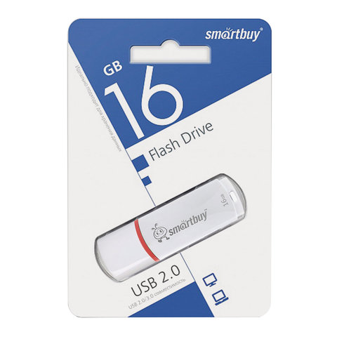 Флеш-память Smartbuy Crown, 16Gb, USB 2.0, бел, SB16GBCRW-W - фото 3