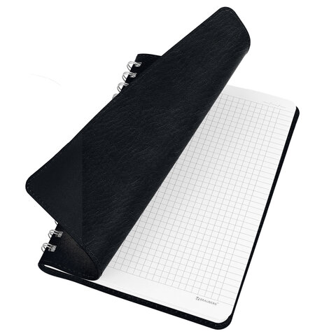 Бизнес-тетрадь на гребне А5 148x218 мм, BRAUBERG "Office PRO", под кожу, клетка, 80 л., чёрная, 111046 - фото 8