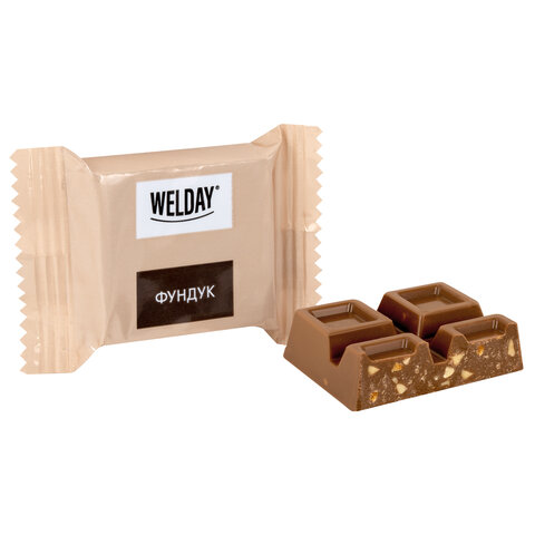 Шоколад порционный WELDAY (ВЭЛДЭЙ), ассорти 6 вкусов, 810 г (54 плитки по 15 г), пакет, 622409 - фото 12