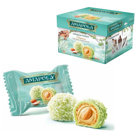 Конфеты глазированные AMAPOLA "Миндаль и Кокос" вафельные 100 г - фото 1