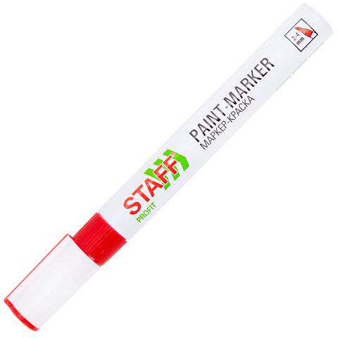 Маркер-краска лаковый (paint marker) 2-4 мм, КРАСНЫЙ, НИТРО-ОСНОВА, STAFF PROFIT, для любых поверхностей, 152582 - фото 5