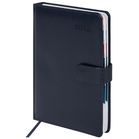 Ежедневник датированный 2026 А5 148х218 мм, GALANT "Ritter", под кожу, темно-синий, 117492 - фото 1
