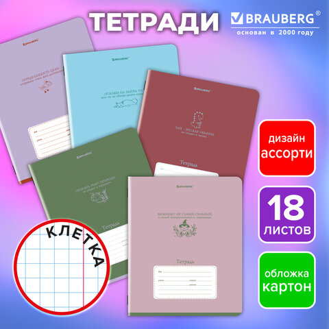 Тетрадь 18 л. BRAUBERG клетка, обложка картон, PHRASES, 107784 - фото 9