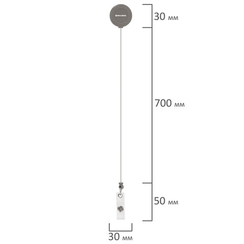 Бейдж вертикальный (85х54 мм), с рулеткой 70 см с клипом, СЛАЙДЕР, серый, BRAUBERG EXTRA, 238846 - фото 6