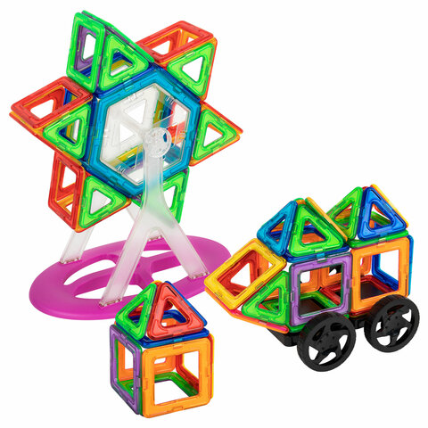 Магнитный конструктор MAGNETIC BLOCKS, 100 деталей, 2 колесные базы, карусель, BRAUBERG KIDS, 665720 - фото 4