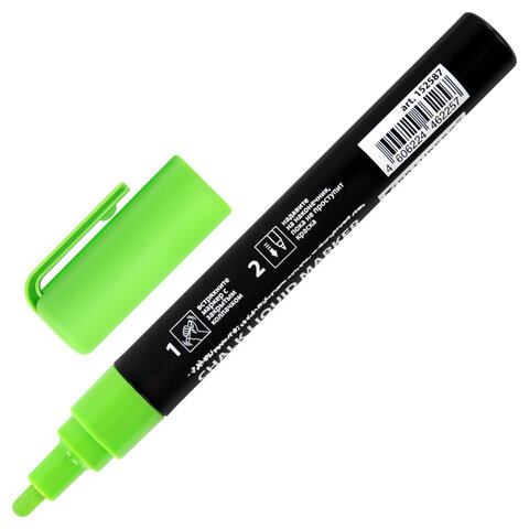 Маркер меловой CHALK LIQUID MARKER, ЗЕЛЕНЫЙ, 3 мм, стираемый, BRAUBERG "CHALK", 152587 - фото 3