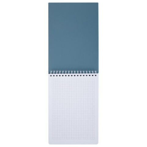 Блокнот А5, 80 л., силиконовый гребень, обложка пластик, клетка, BRAUBERG, синий, 117561 - фото 6