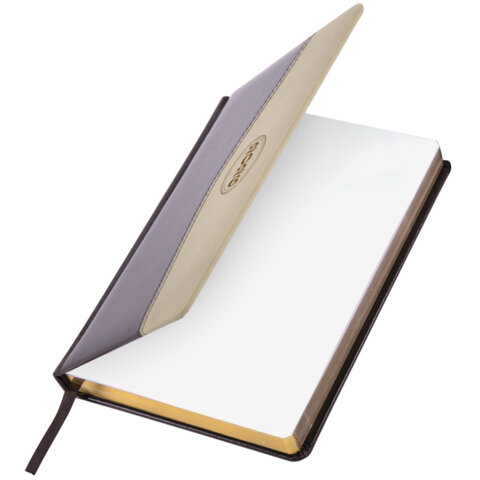 Ежедневник датированный 2026, А5, 138x213 мм, BRAUBERG "De Luxe", под кожу, коричневый/бежевый, 117053 - фото 3