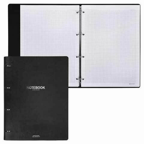 Тетрадь на кольцах БОЛЬШАЯ А4 (240х310 мм), 120 л., под кожу, BRAUBERG VISTA, Black, 404512 - фото 7