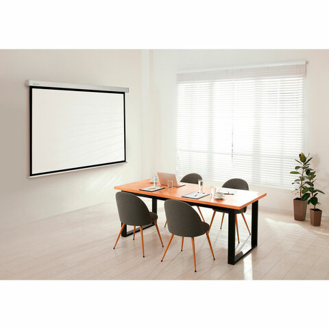 Экран Cactus Motoscreen CS-PSM-180x180, 180x180 см, 1:1, настенно-потолочный моторизованный, белый - фото 4