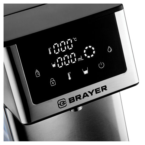 Термопот на 2,7 литра, 2 режима подачи воды, BRAYER BR6001, 2600 Вт, 7 температурных режимов, стальной - фото 7