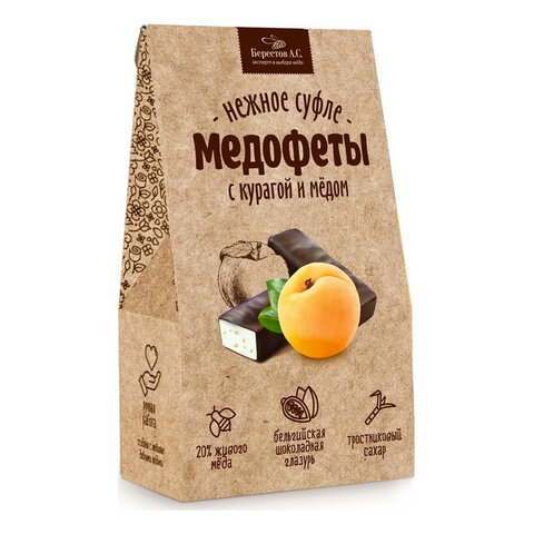 Конфеты-суфле "Медофеты" в шоколадной глазури, с курагой и медом, 150 г, БЕРЕСТОВ А.С., УТ-00031661 - фото 2