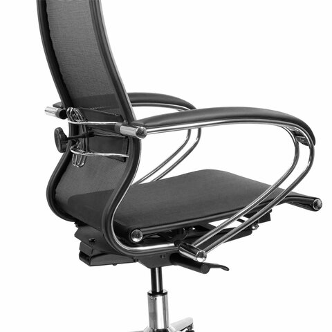 Кресло МЕТТА "ErgoLife" 10 B1-104K, хром, синхромеханизм, прочная сетка, черное - фото 7