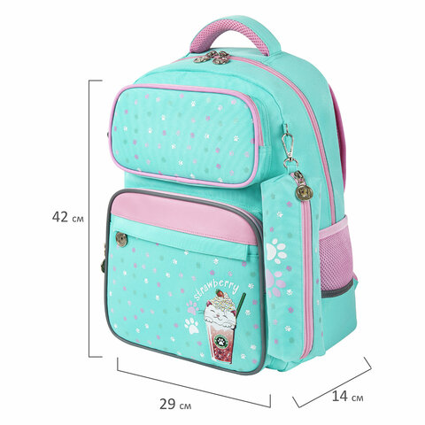 Рюкзак ЮНЛАНДИЯ COMPLETE с пеналом в комплекте, эрго-спинка, "Yummy cat", 42х29х14 см, 270663 - фото 10