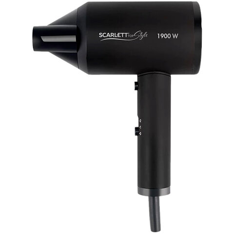 Фен SCARLETT SC-HD70I37, 1900 Вт, 2 скорости, 3 температурных режима, ионизация, черный - фото 1