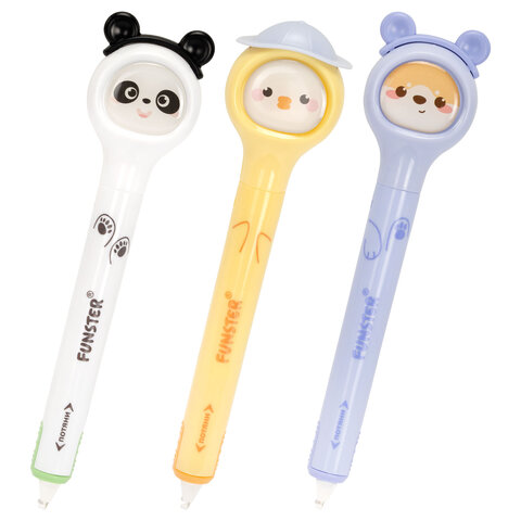 Корректирующая лента FUNSTER (ФАНСТЕР) "Милые зверята", 5 мм x 6 м, КОМПЛЕКТ из 3 шт., на блистере, 273984 - фото 1