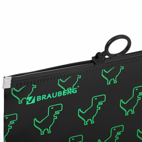 Папка для тетрадей BRAUBERG А4, 1 отделение, пластик, на zip-lock-молнии, "Dino matrix", 272106 - фото 3