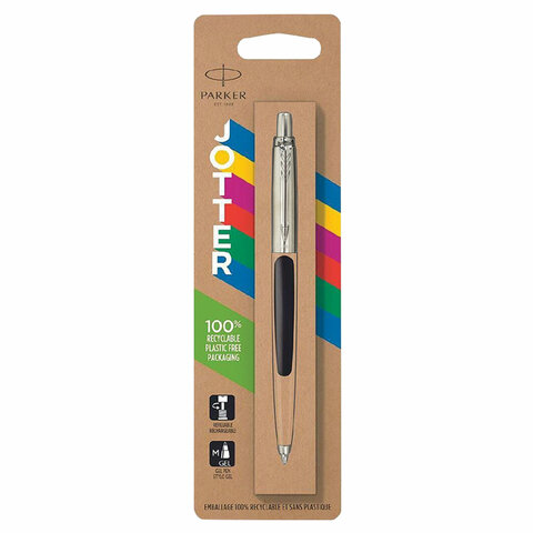 Ручка шариковая PARKER "Jotter Plastic CT", корпус черный, ежедневник А5 черный, золотой срез, пакет, 880894 - фото 3