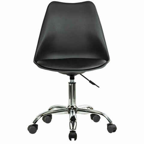 Кресло стул BRABIX "Eames MG-310 CH", хром, пластик черный, экокожа черная, 532925 - фото 2