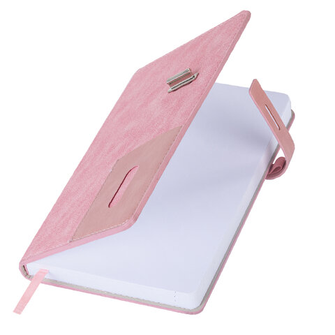 Ежедневник недатированный А5 138х213 мм BRAUBERG "Cowboy", под кожу, застежка 160 л., розовый, 116199 - фото 5