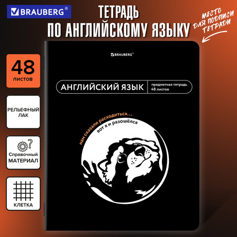 Тетрадь предметная МЕМЫ 48 л., TWIN-лак, АНГЛИЙСКИЙ ЯЗЫК, клетка, подсказ, BRAUBERG, 405098 - фото 5