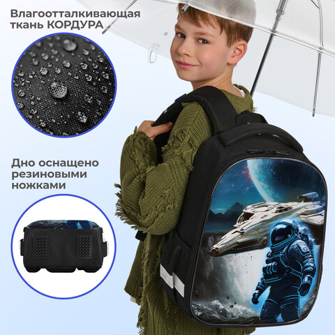Ранец BRAUBERG KIDS START, 1 отделение, 2 кармана, "Герой в космосе", СВЕТЯЩИЙСЯ, 35х26х13 см, 274408 - фото 13