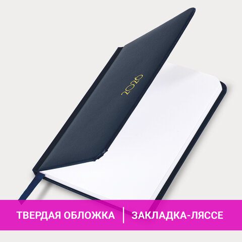 Еженедельник датированный 2026, МАЛЫЙ ФОРМАТ, 95х155 мм, А6, BRAUBERG "Select", балакрон, темно-синий, 117192 - фото 17