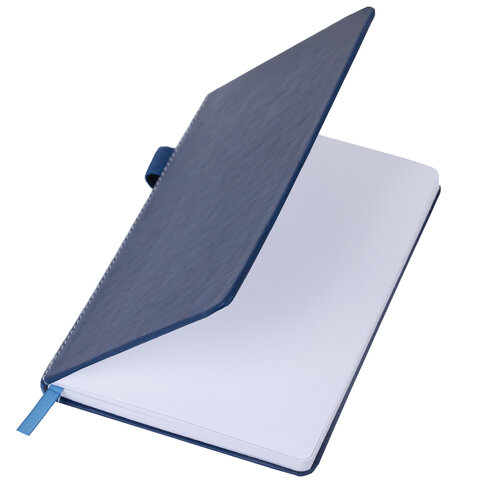 Блокнот А5 135x212 мм BRAUBERG "Edge", под кожу, резинка, держатель, 80 л., клетка, синий, 117149 - фото 5