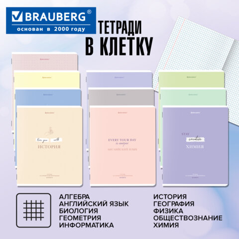 Тетради предметные, КОМПЛЕКТ 12 ПРЕДМЕТОВ, 48 л., обложка картон, BRAUBERG "CREATIVE", 405166 - фото 20