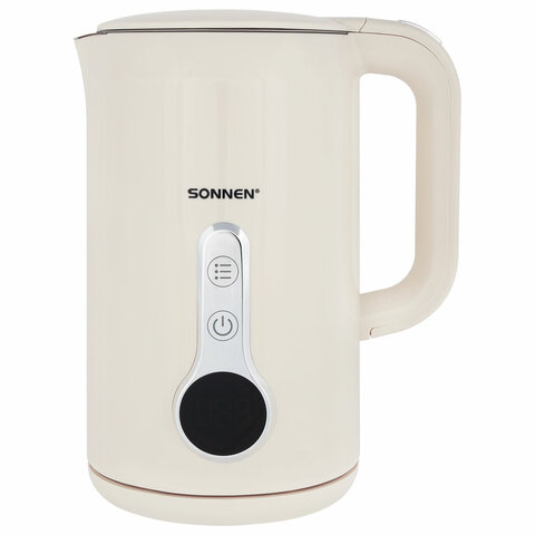 Чайник с терморегулятором и дисплеем, ДВОЙНЫЕ СТЕНКИ, SONNEN KT-8721, 1,7 л, 2200 Вт, бежевый, 454688 - фото 9