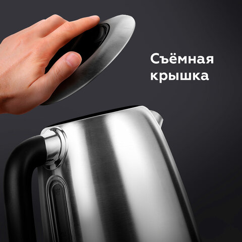 Чайник BQ (БИ-КЬЮ) KT1724SW, 1,7 л, 2200 Вт, закрытый нагревательный элемент, ТЕРМОРЕГУЛЯТОР, стальной, 86189269 - фото 9
