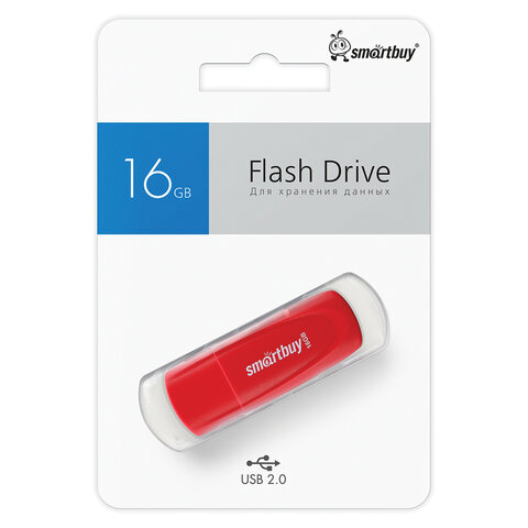 Флеш-диск 16 GB SMARTBUY Scout USB 2.0, красный, SB016GB2SCR - фото 10
