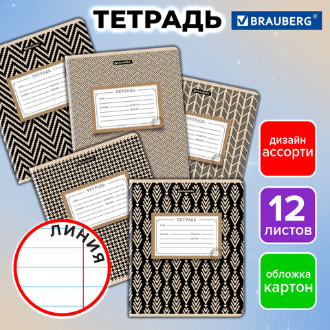 Тетрадь 12 л. BRAUBERG линия, обложка картон, TEXTURE, 107279 - фото 9
