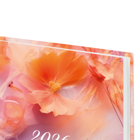 Ежедневник датированный 2026 145х215 мм, А5, STAFF, ламинированная обложка, "Ice flowers", 117319 - фото 4