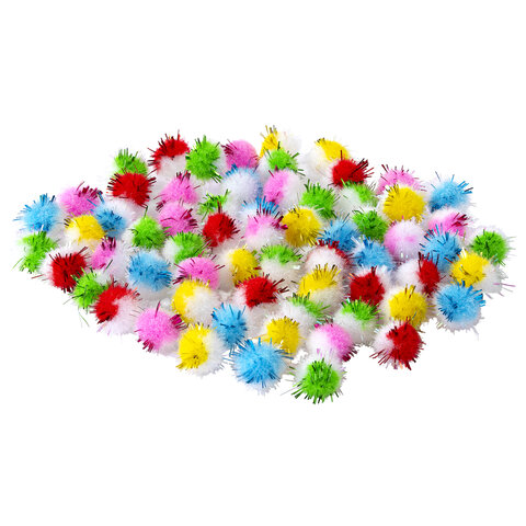 Помпоны для творчества, многоцветные, блестящие, 10 мм, 60 шт., ОСТРОВ СОКРОВИЩ, 661433 - фото 2
