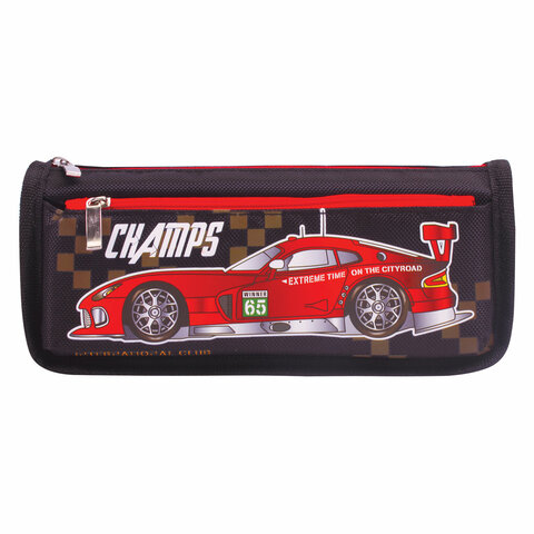 Пенал мягкий ЮНЛАНДИЯ, 2 отделения, полиэстер, "Car champion", черный, 21х6х9 см, 228982 - фото 2