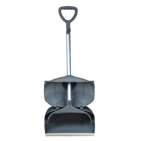 Совок для мусора КОМПЛЕКТ щетка + 2 рукоятки по 94 см, закрывающаяся крышка ЛОВУШКА, серый LAIMA PROFESSIONAL, 601508 - фото 2