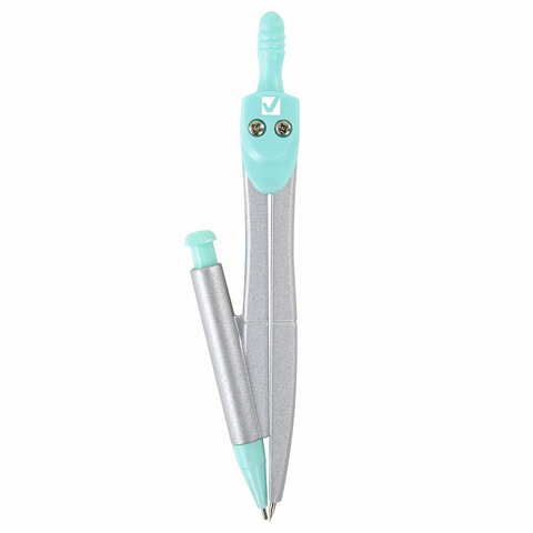 Готовальня BRAUBERG SCHOOL KIT, 9 предметов, циркуль 125 мм, чертежные принадлежности, мятный цвет, 210716 - фото 5