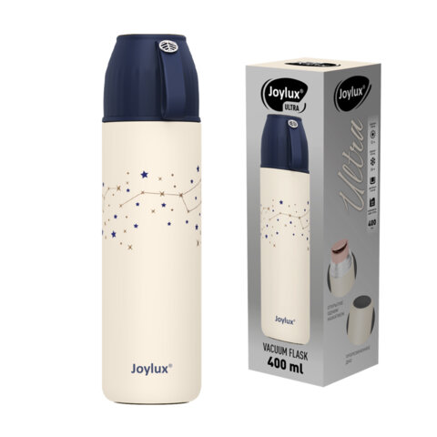 Термос 0,4 л JOYLUX (ДЖОЙЛЮКС) ULTRA, нержавеющая сталь SUS304, крышка/кружка + ремешок, звезды, 700311 - фото 1