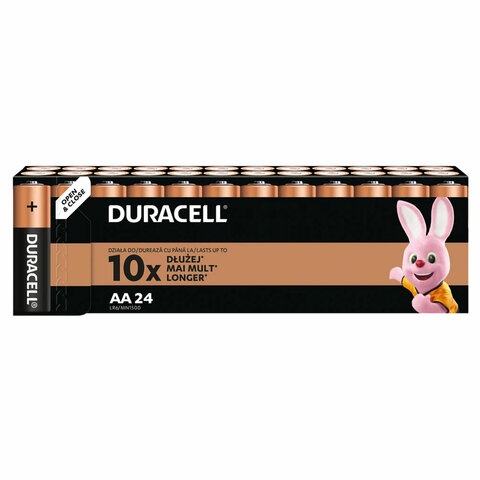 Батарейки КОМПЛЕКТ 24 шт., DURACELL Basic ОРИГИНАЛ, АА (LR6, 15А), алкалиновые, пальчиковые, Б0064986 - фото 1