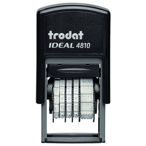 Датер-мини месяц ЦИФРАМИ ДЛЯ БАНКА, оттиск 20х3,8 мм, синий,TRODAT IDEAL 4810P2, корпус черный, подушка, 218614 - фото 1