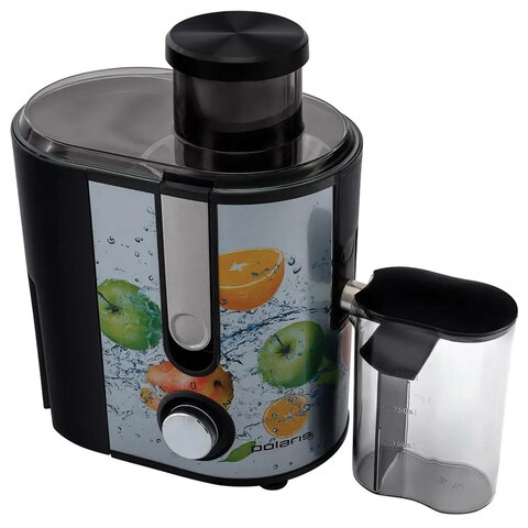 Соковыжималка POLARIS PEA 0829 Fruit Fusion, 800 Вт, стакан 0,35 л, емкость жмыха 1 л, пластик, сталь/черный, 15935 - фото 4