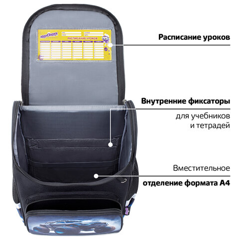 Ранец ЮНЛАНДИЯ WISE, 1 отделение, 3 кармана, устойчивое дно, Space driver, 37х29х15 см, 273163 - фото 17