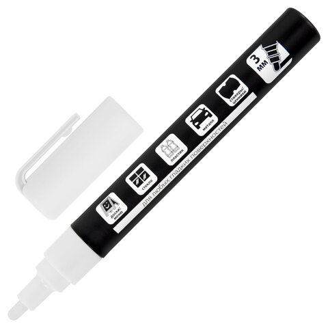 Маркер меловой CHALK LIQUID MARKER, БЕЛЫЙ, 3 мм, стираемый, BRAUBERG "CHALK", 152585 - фото 4