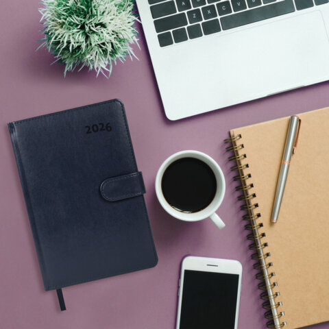 Ежедневник датированный 2026 А5 148х218 мм, GALANT "Ritter", под кожу, темно-синий, 117492 - фото 5