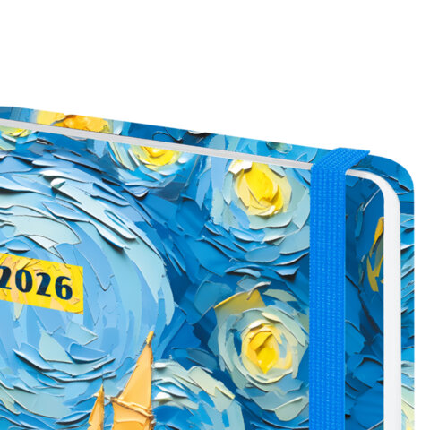 Ежедневник датированный 2026 с резинкой 145х203 мм, А5, BRAUBERG, твердый, "Живопись", 117342 - фото 4