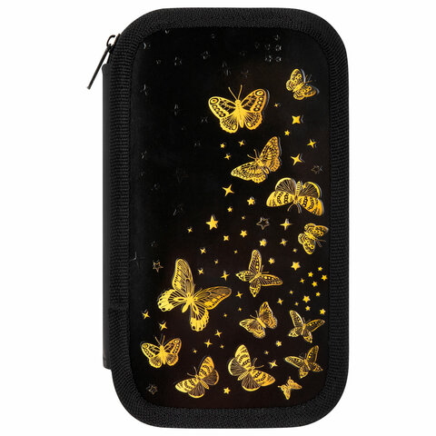 Пенал ЮНЛАНДИЯ, 2 отделения, ламинированный картон, конгрев, 19х11 см, "Golden", 273495 - фото 2