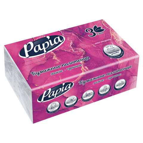 Полотенца бумажные (1 пачка – 100 листов) PAPIA (H3) UNIT PACK, 3-слойные, 23х20,5 см, V-сложение, 5090823 - фото 3