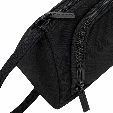 Пенал-косметичка BRAUBERG с ручкой, 1 откидная планка, полиэстер, 22x10х8 см, Black, 272339 - фото 4